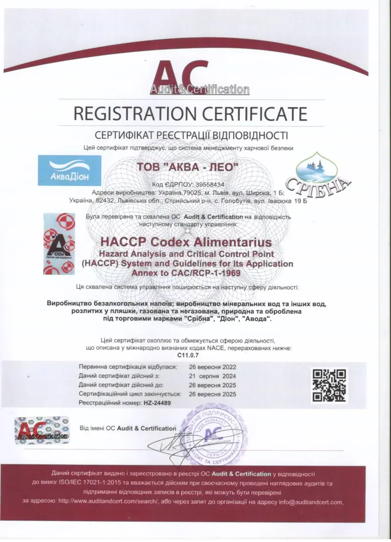 Сертифікат HACCP